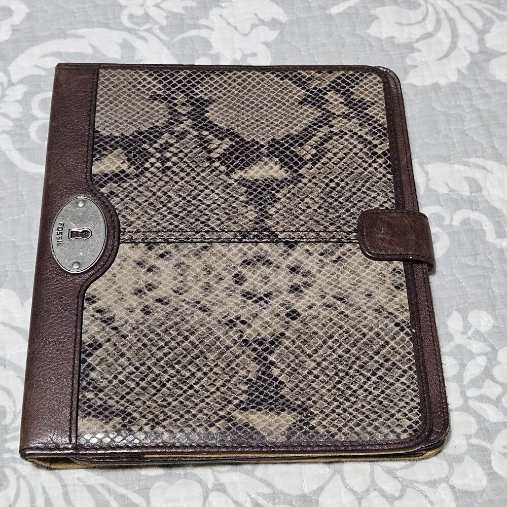 Fossil Brown Leather Snakeskin 10" Computer Tablet Cover